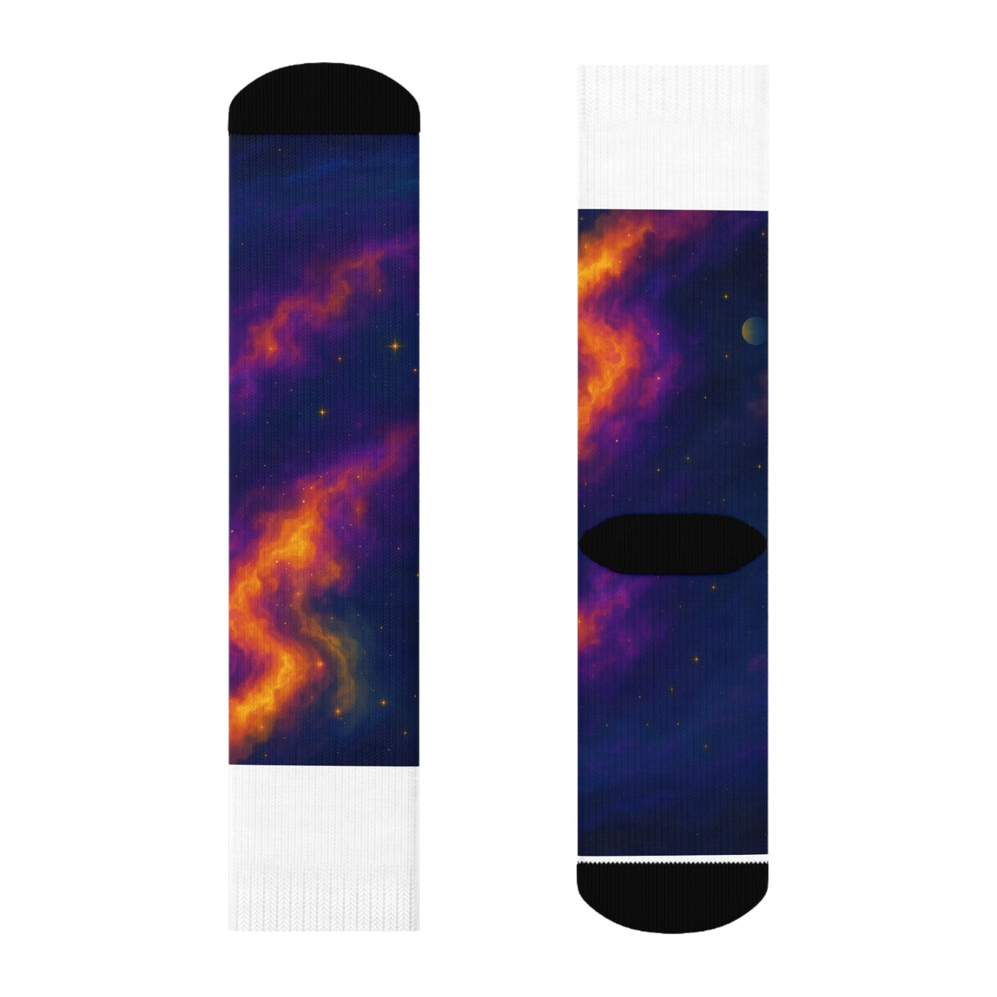 Celestial Crew Socks - Cosmic Space Design, Galaxy Print, Comfortable Fashion, Gift for stargazers, Astronaut Fans