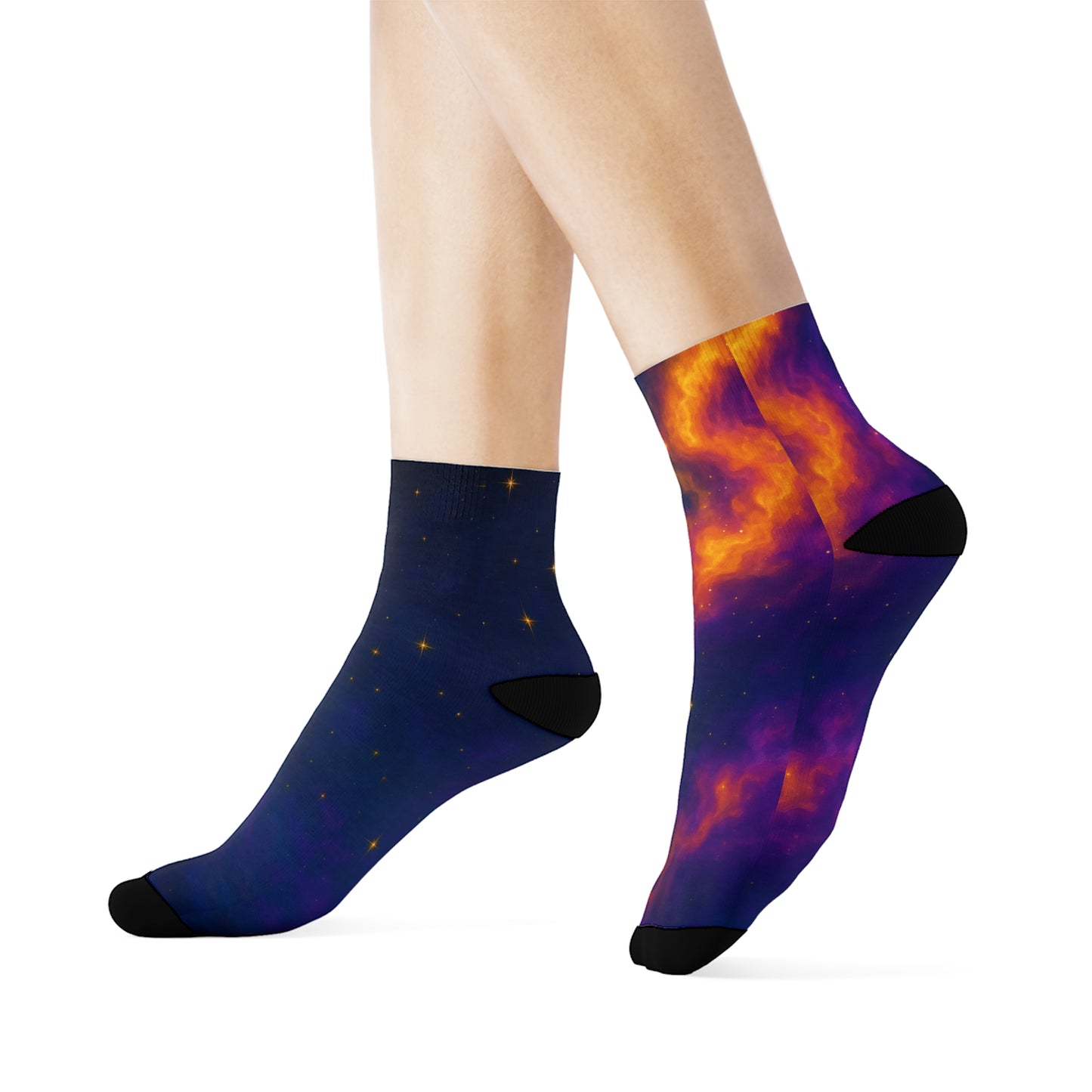 Celestial Crew Socks - Cosmic Space Design, Galaxy Print, Comfortable Fashion, Gift for stargazers, Astronaut Fans