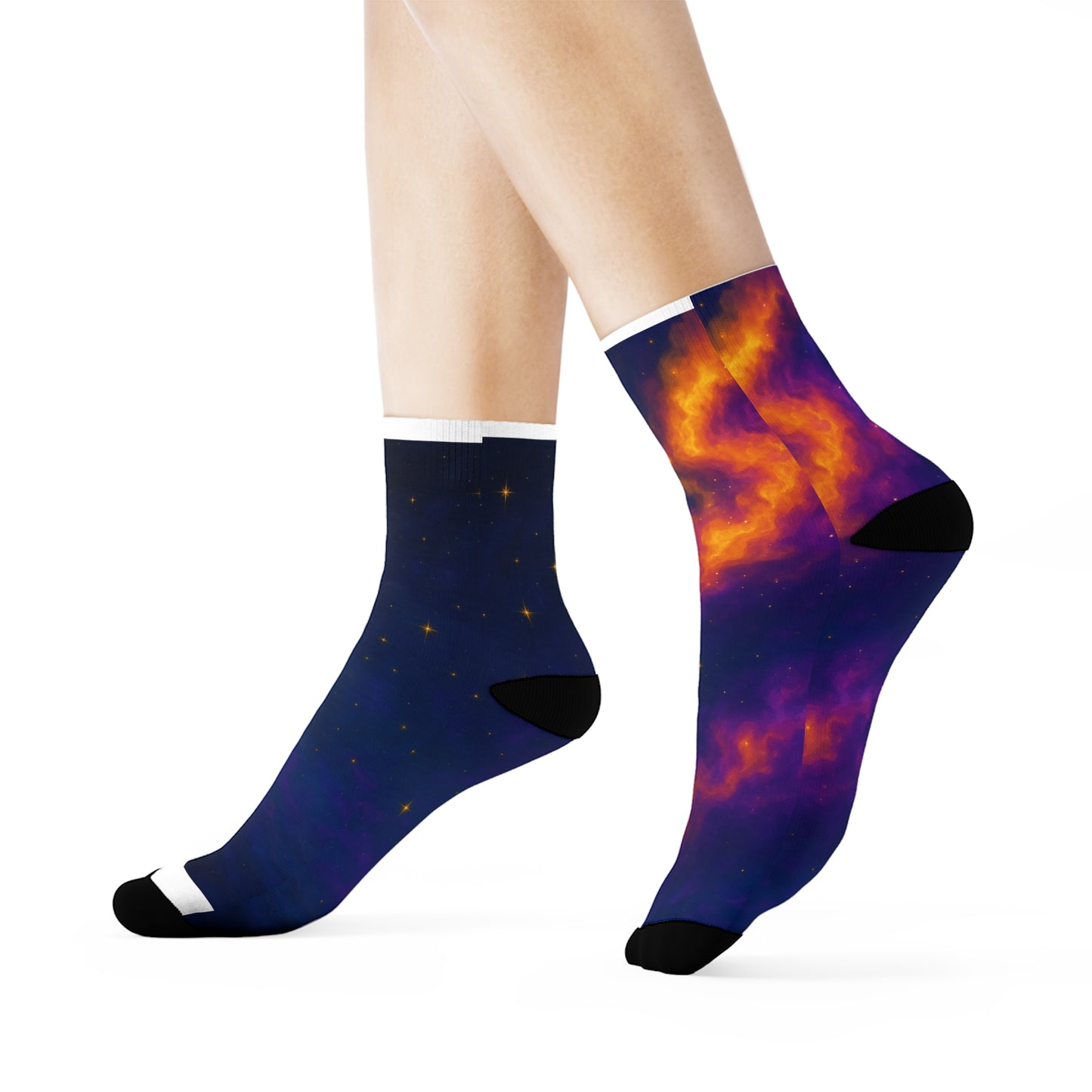 Celestial Crew Socks - Cosmic Space Design, Galaxy Print, Comfortable Fashion, Gift for stargazers, Astronaut Fans